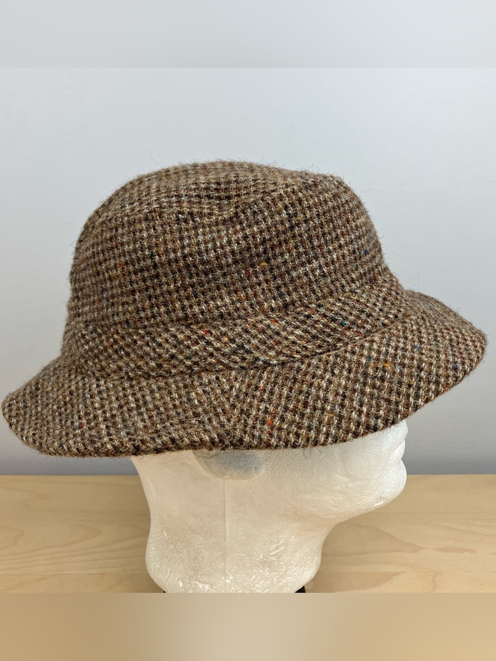 Vintage Harris Tweed Goretex Bucket Hat 100% Scottish Wool Hand Woven Size Large